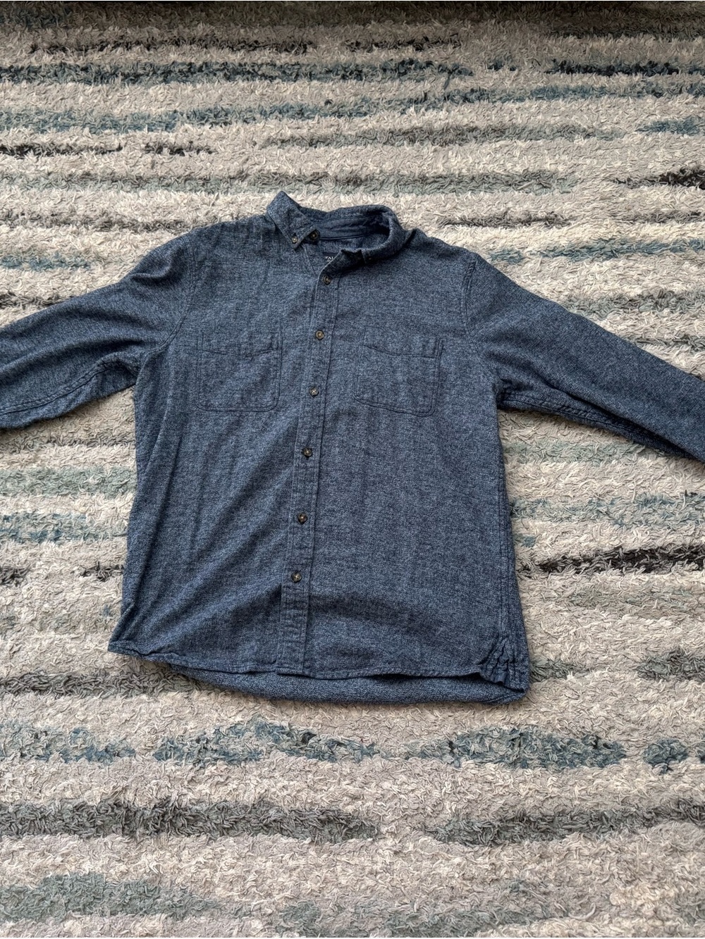 Men's Lightweight Button-Up Shirt Jacket in Denim Blue